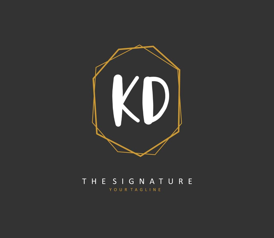 KD Initial letter handwriting and  signature logo. A concept handwriting initial logo with template element. vector