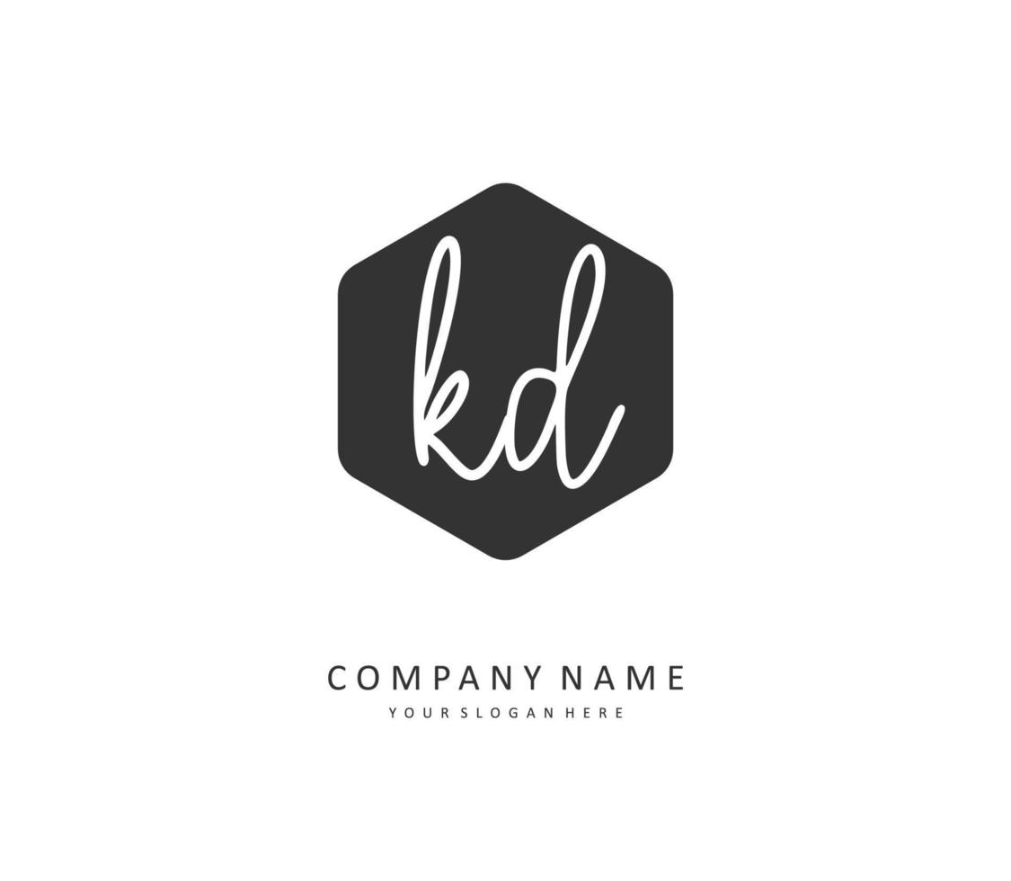 KD Initial letter handwriting and  signature logo. A concept handwriting initial logo with template element. vector