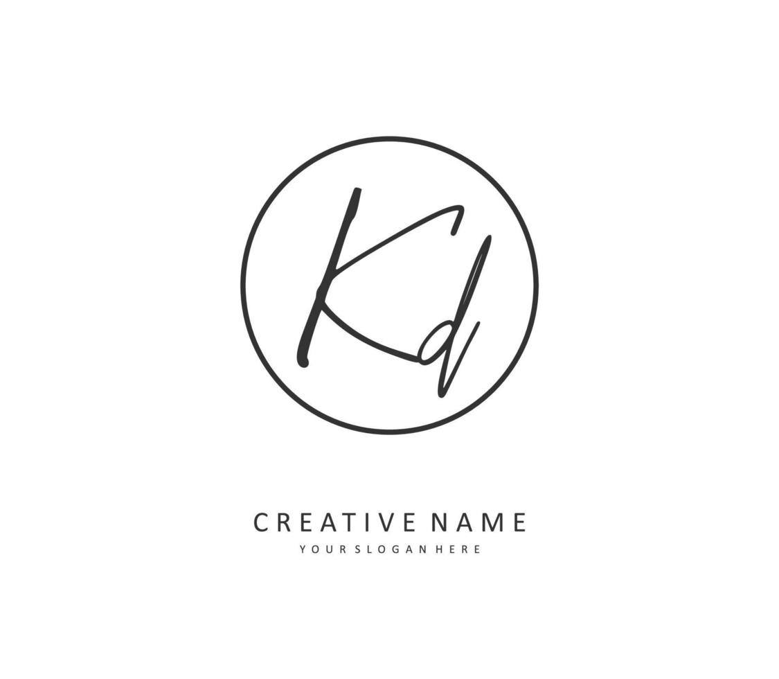 KD Initial letter handwriting and  signature logo. A concept handwriting initial logo with template element. vector