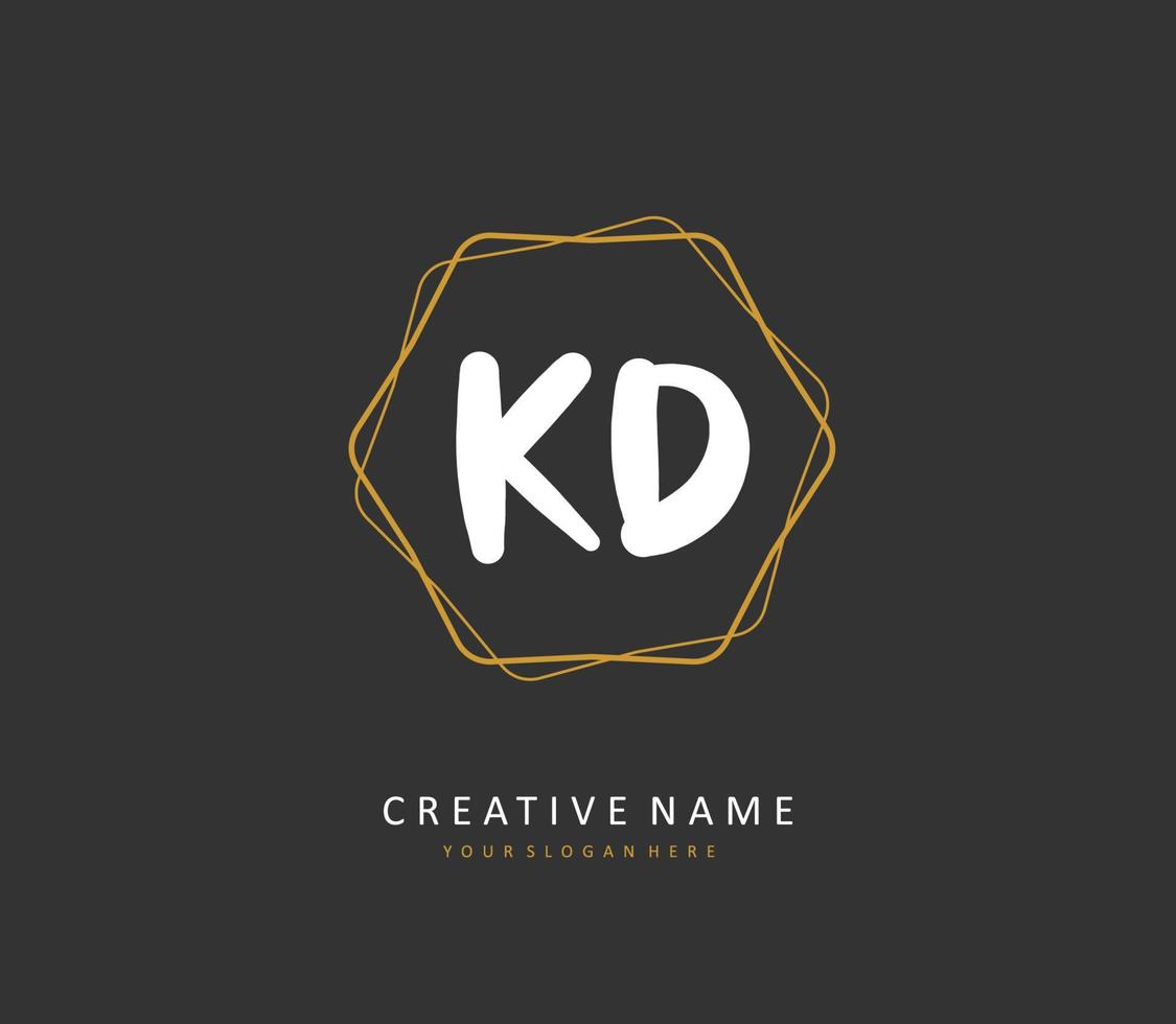 KD Initial letter handwriting and  signature logo. A concept handwriting initial logo with template element. vector