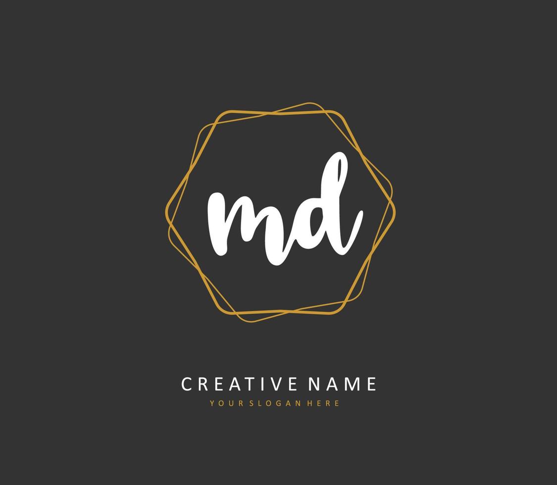 MD Initial letter handwriting and  signature logo. A concept handwriting initial logo with template element. vector
