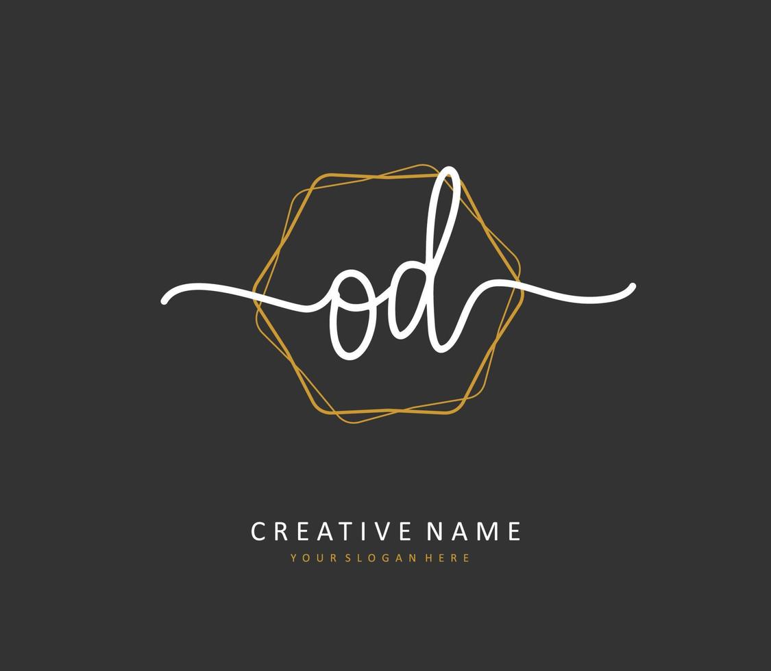 OD Initial letter handwriting and  signature logo. A concept handwriting initial logo with template element. vector