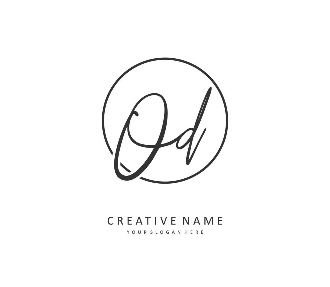 OD Initial letter handwriting and  signature logo. A concept handwriting initial logo with template element. vector