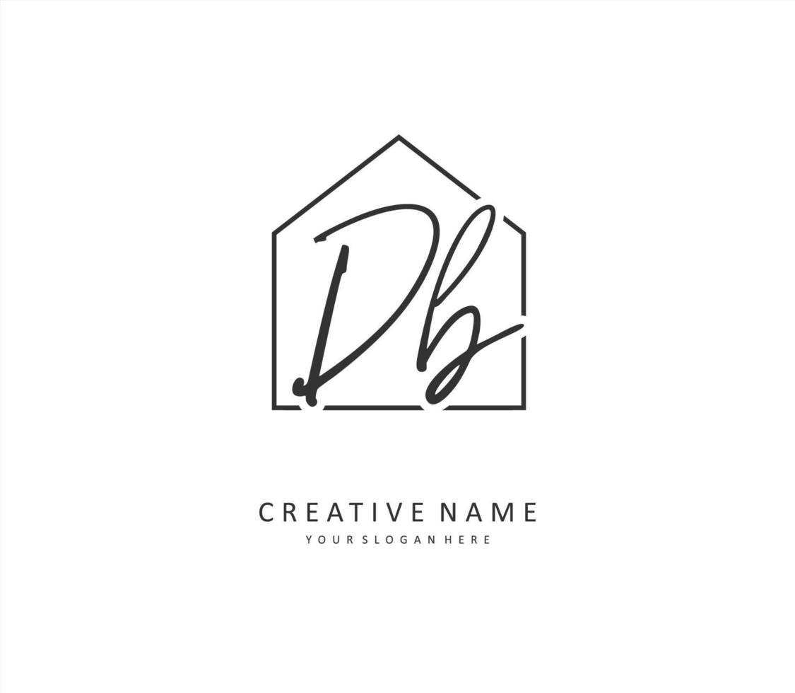 D B DB Initial letter handwriting and  signature logo. A concept handwriting initial logo with template element. vector