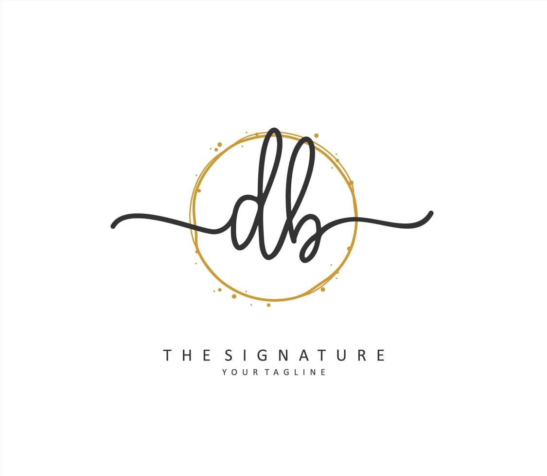 D B DB Initial letter handwriting and  signature logo. A concept handwriting initial logo with template element. vector