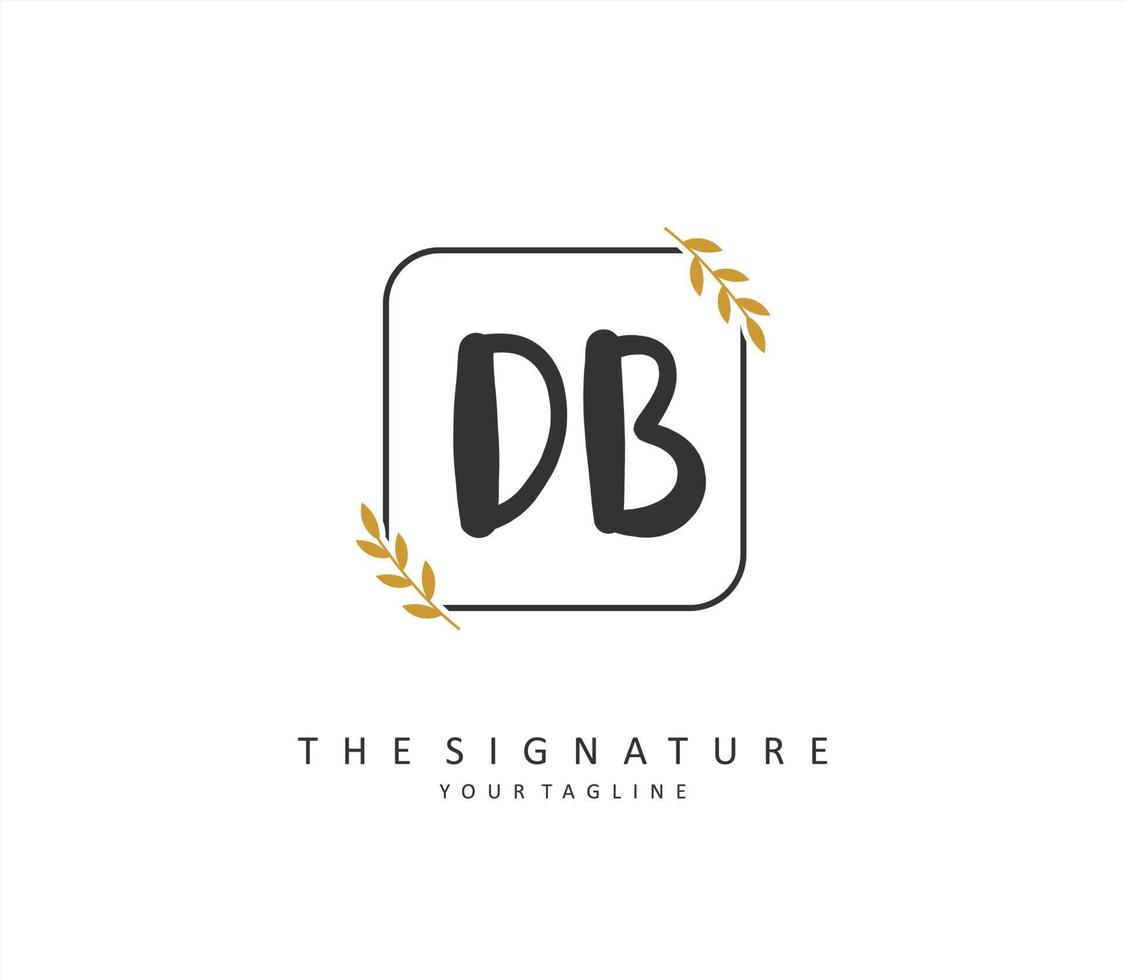 D B DB Initial letter handwriting and  signature logo. A concept handwriting initial logo with template element. vector