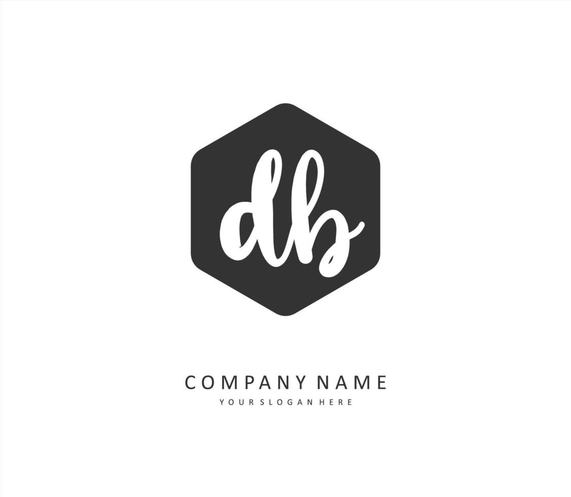 D B DB Initial letter handwriting and  signature logo. A concept handwriting initial logo with template element. vector