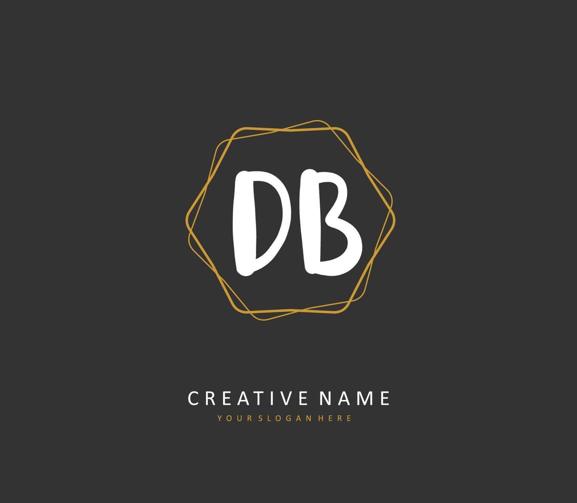 D B DB Initial letter handwriting and  signature logo. A concept handwriting initial logo with template element. vector