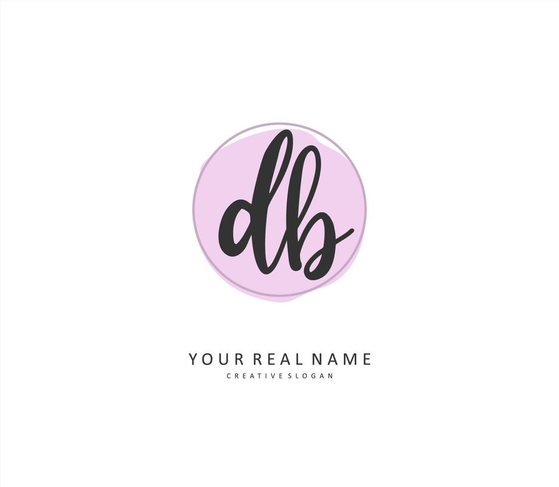 D B DB Initial letter handwriting and  signature logo. A concept handwriting initial logo with template element. vector