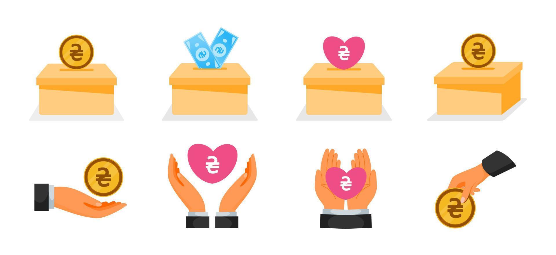 Donation Using Ukrainian Hryvnia Money Icons vector