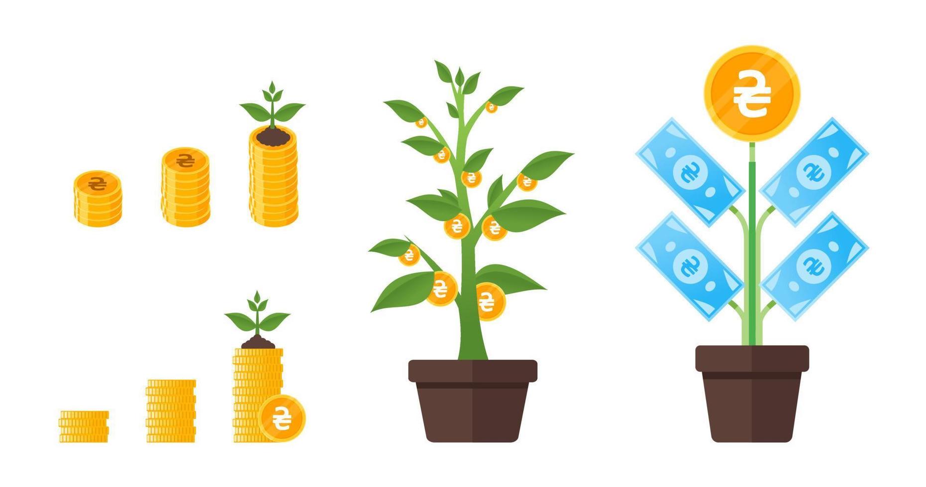 Ukrainian Hryvnia Money Tree Growing vector