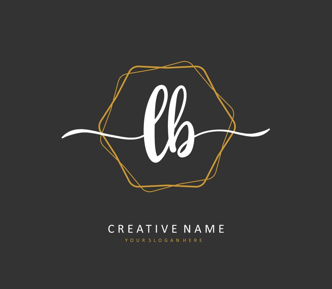 L B LB Initial letter handwriting and  signature logo. A concept handwriting initial logo with template element. vector