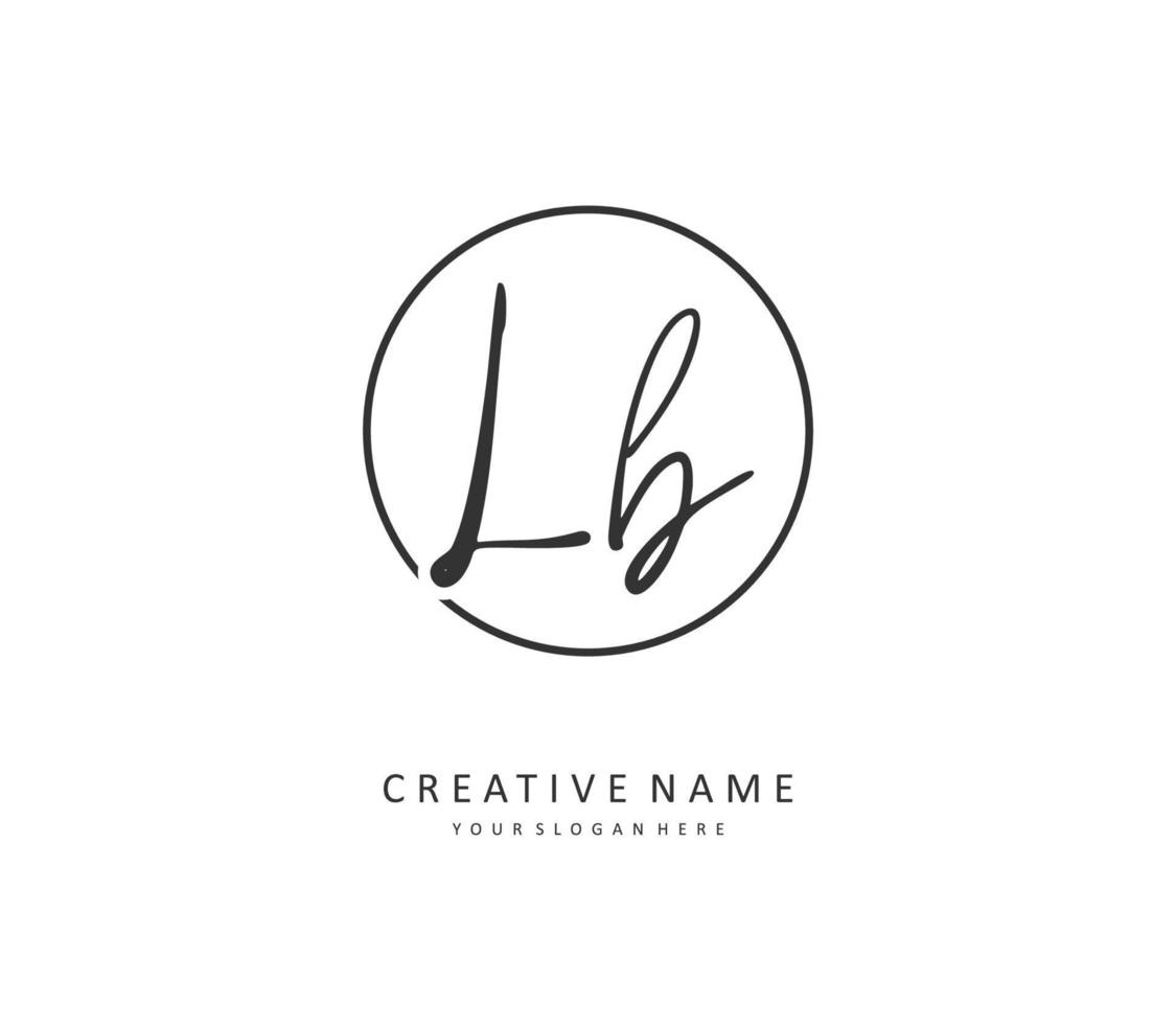 L B LB Initial letter handwriting and  signature logo. A concept handwriting initial logo with template element. vector