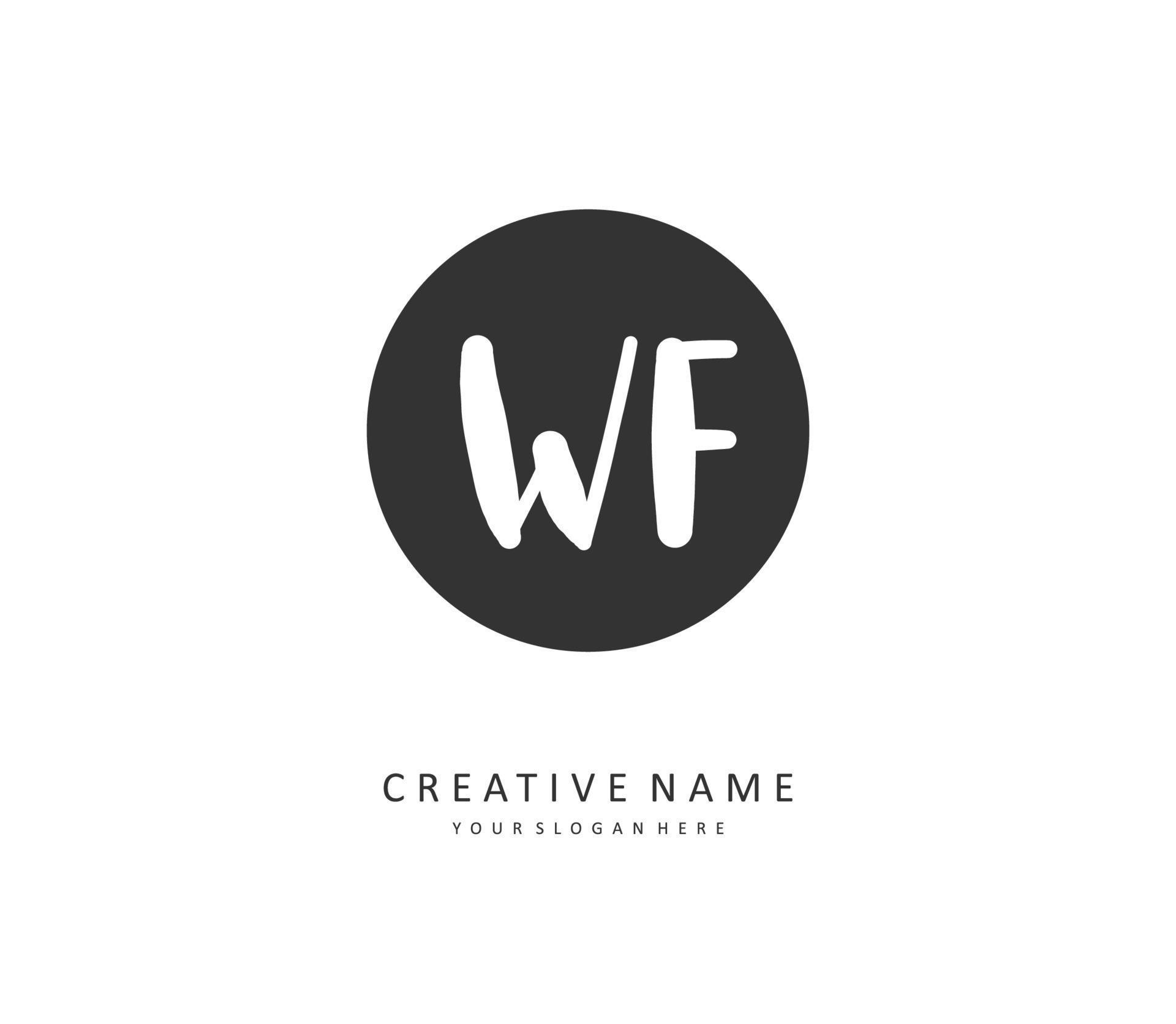WF Initial letter handwriting and signature logo. A concept handwriting