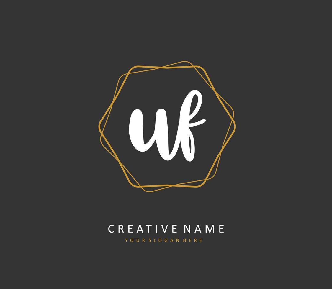 UF Initial letter handwriting and  signature logo. A concept handwriting initial logo with template element. vector