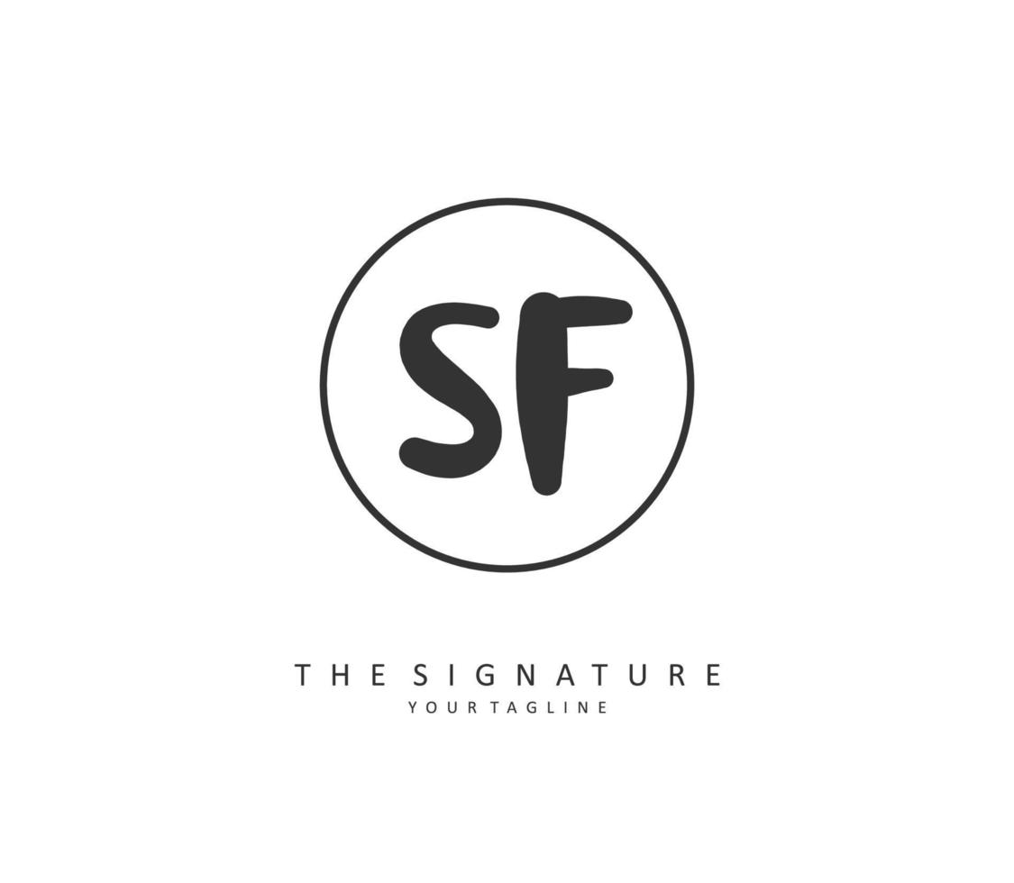 SF Initial letter handwriting and  signature logo. A concept handwriting initial logo with template element. vector