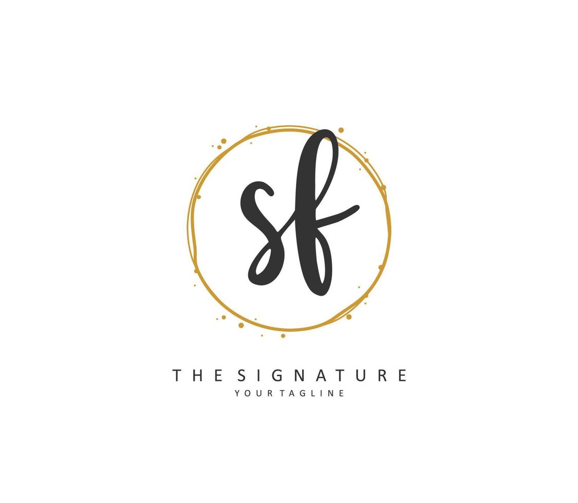 SF Initial letter handwriting and  signature logo. A concept handwriting initial logo with template element. vector