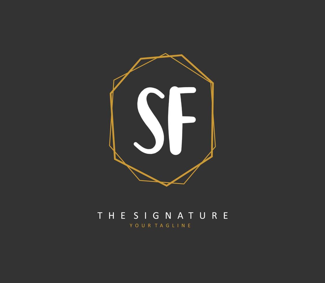SF Initial letter handwriting and  signature logo. A concept handwriting initial logo with template element. vector
