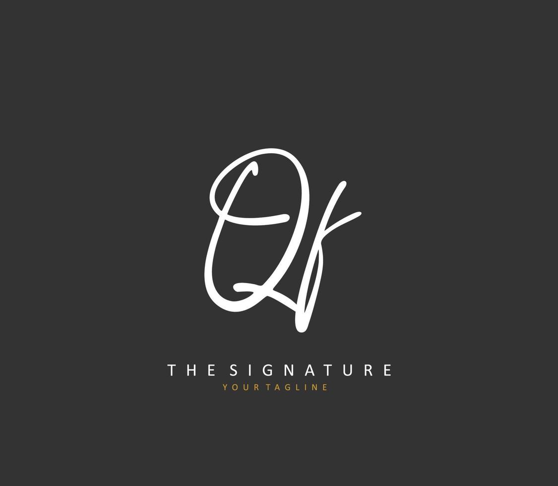 QF Initial letter handwriting and  signature logo. A concept handwriting initial logo with template element. vector