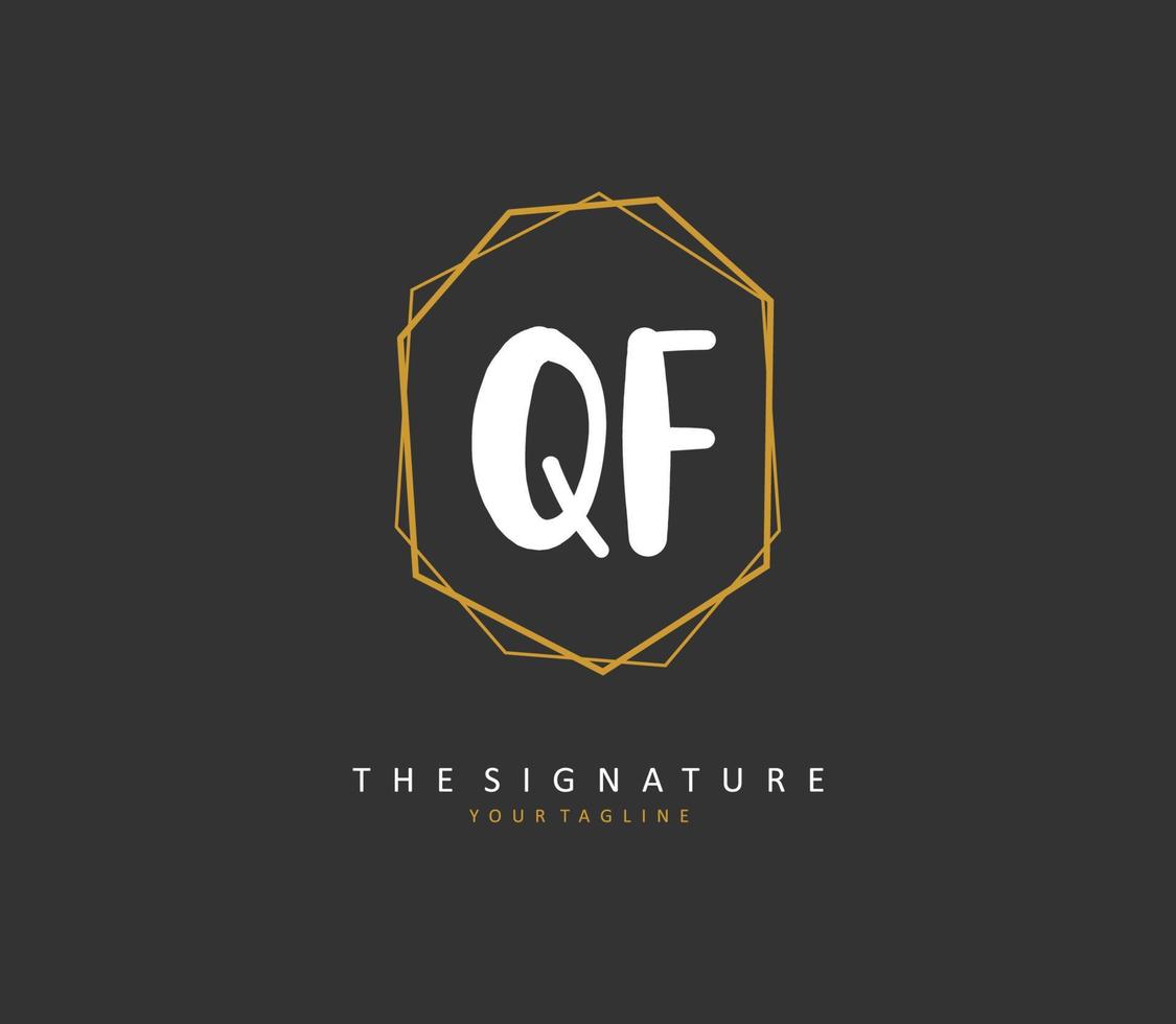 QF Initial letter handwriting and  signature logo. A concept handwriting initial logo with template element. vector