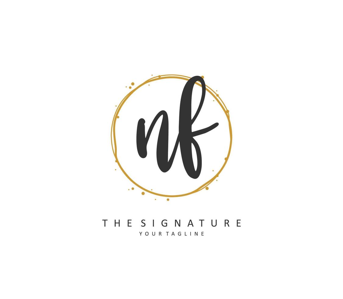 NF Initial letter handwriting and  signature logo. A concept handwriting initial logo with template element. vector