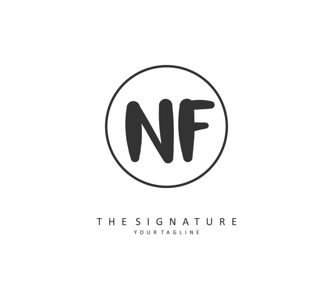 NF Initial letter handwriting and  signature logo. A concept handwriting initial logo with template element. vector