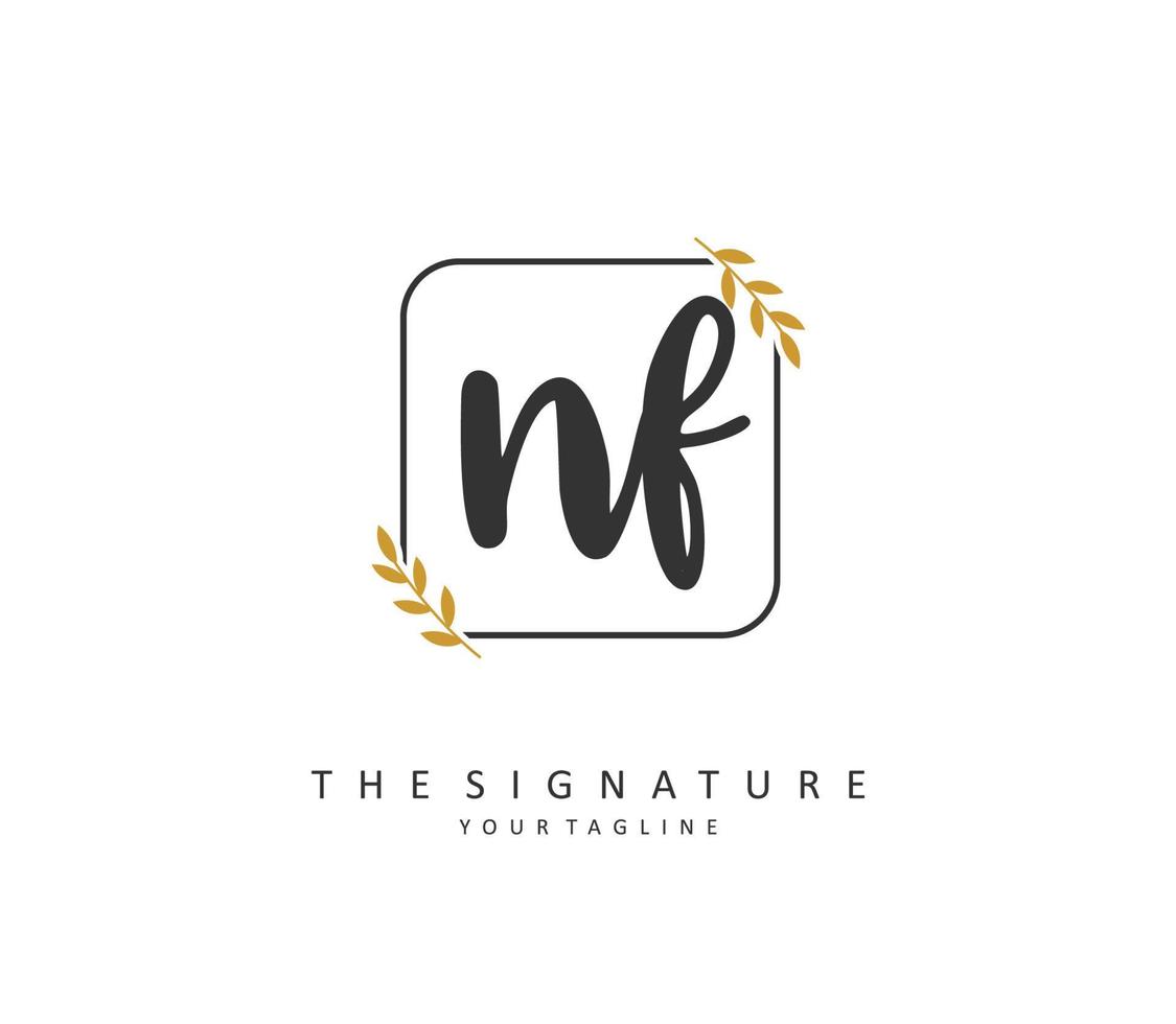 NF Initial letter handwriting and  signature logo. A concept handwriting initial logo with template element. vector