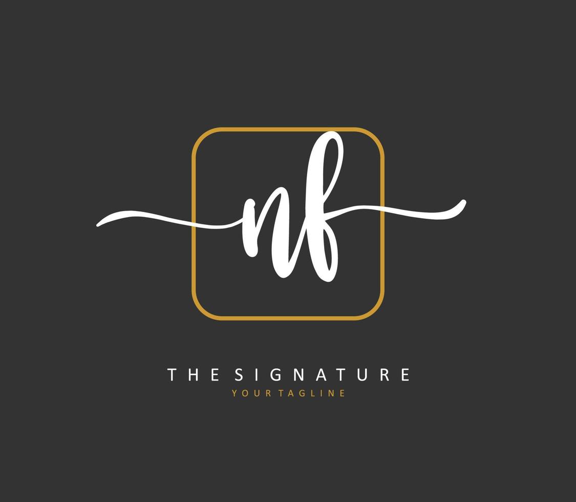 NF Initial letter handwriting and  signature logo. A concept handwriting initial logo with template element. vector