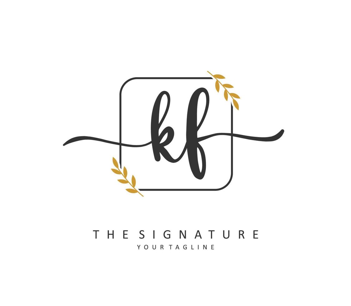KF Initial letter handwriting and  signature logo. A concept handwriting initial logo with template element. vector
