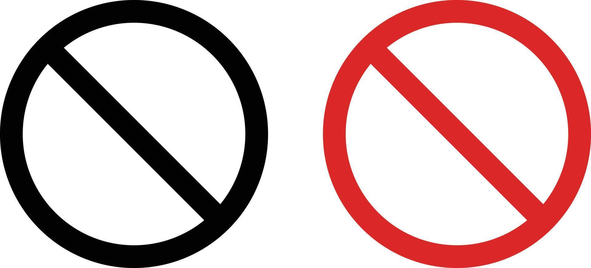 prohibido firmar no permitido en rojo y negro . prohibición icono símbolo . detener entrada firmar . barra oblicua icono . prohibido marca vector