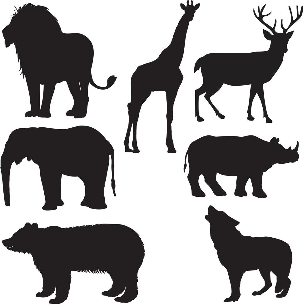 Forest animals silhouettes vector set