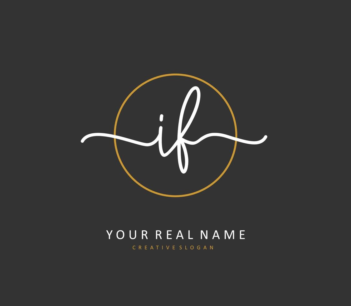 I F Initial letter handwriting and  signature logo. A concept handwriting initial logo with template element. vector