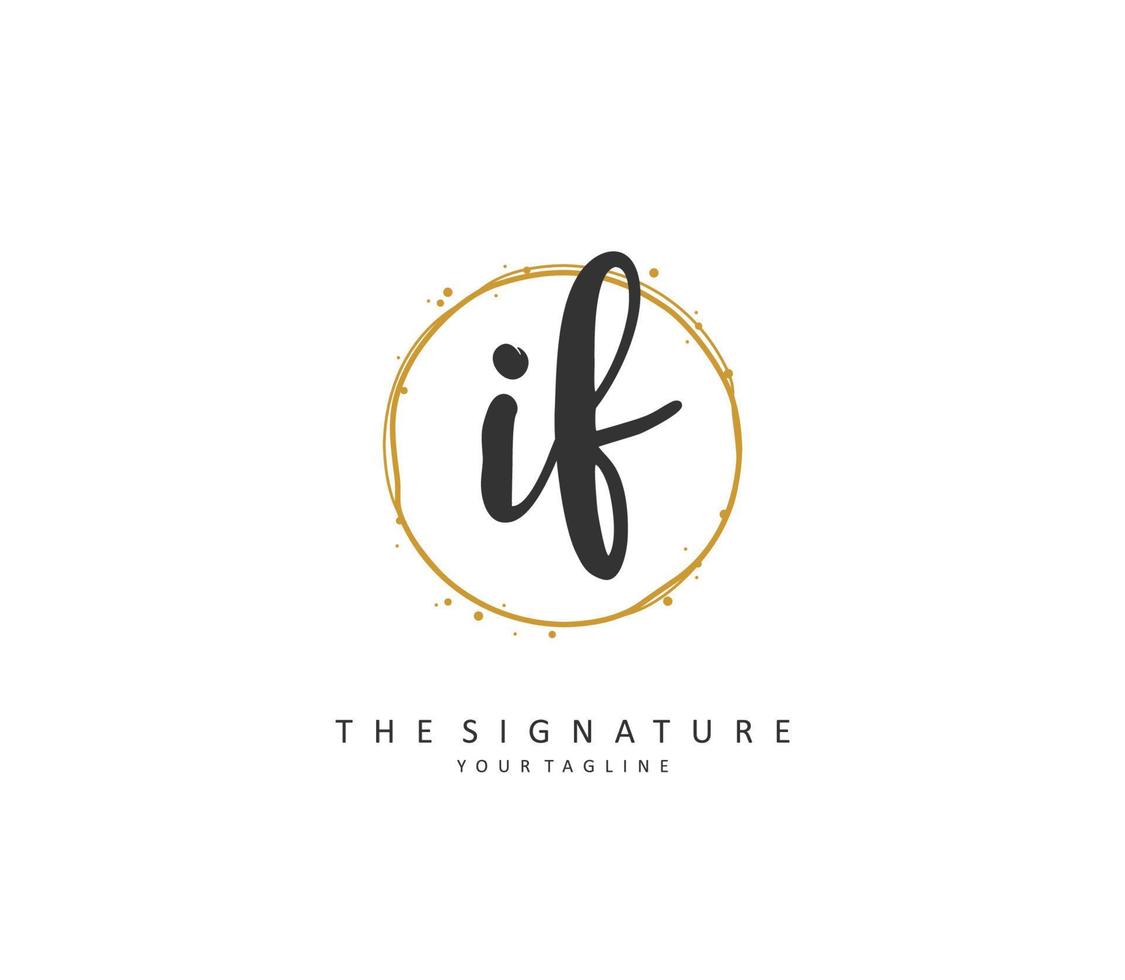 I F Initial letter handwriting and  signature logo. A concept handwriting initial logo with template element. vector