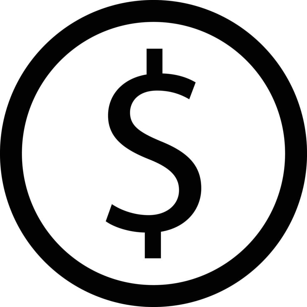 dollar sign icon vector in circle isolated on white background . money