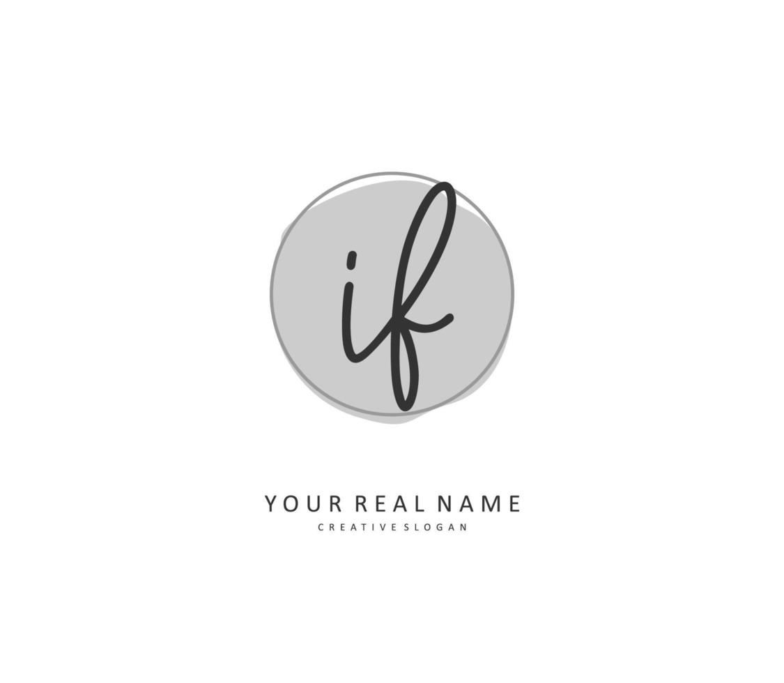I F Initial letter handwriting and  signature logo. A concept handwriting initial logo with template element. vector