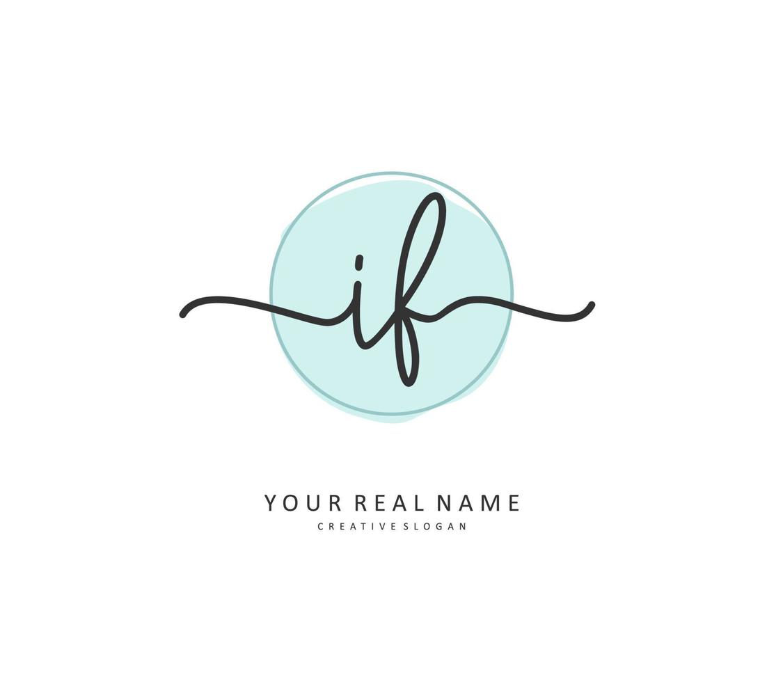 I F Initial letter handwriting and  signature logo. A concept handwriting initial logo with template element. vector