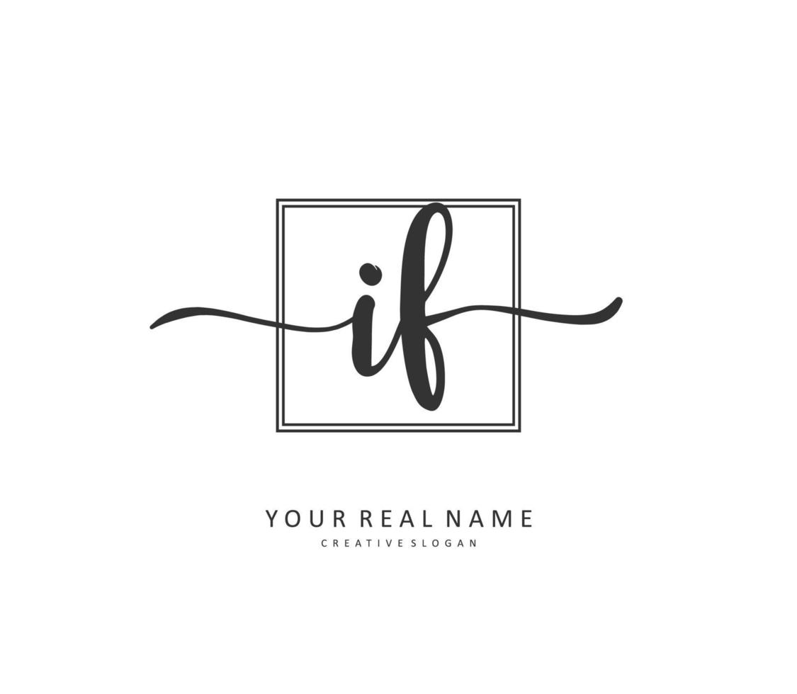 I F Initial letter handwriting and  signature logo. A concept handwriting initial logo with template element. vector
