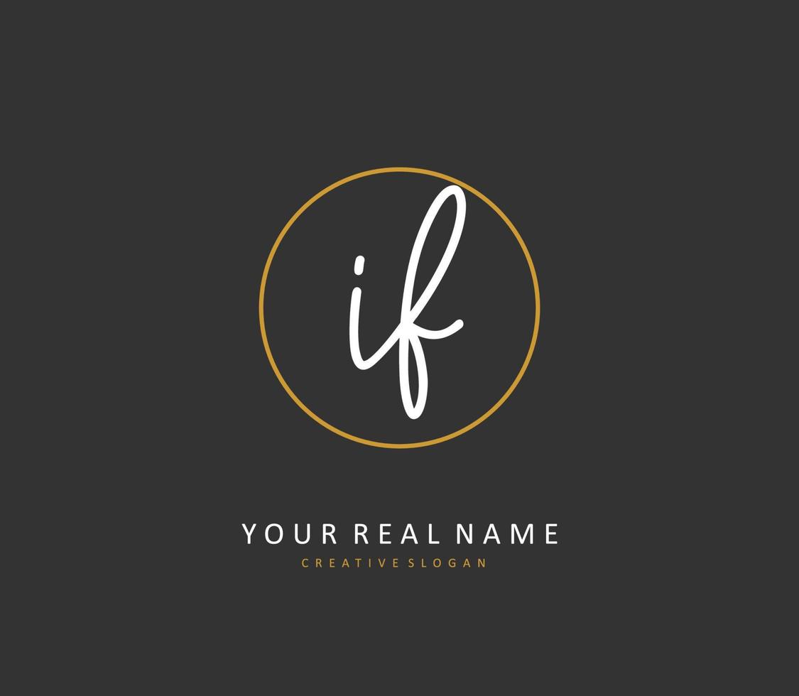 I F Initial letter handwriting and  signature logo. A concept handwriting initial logo with template element. vector