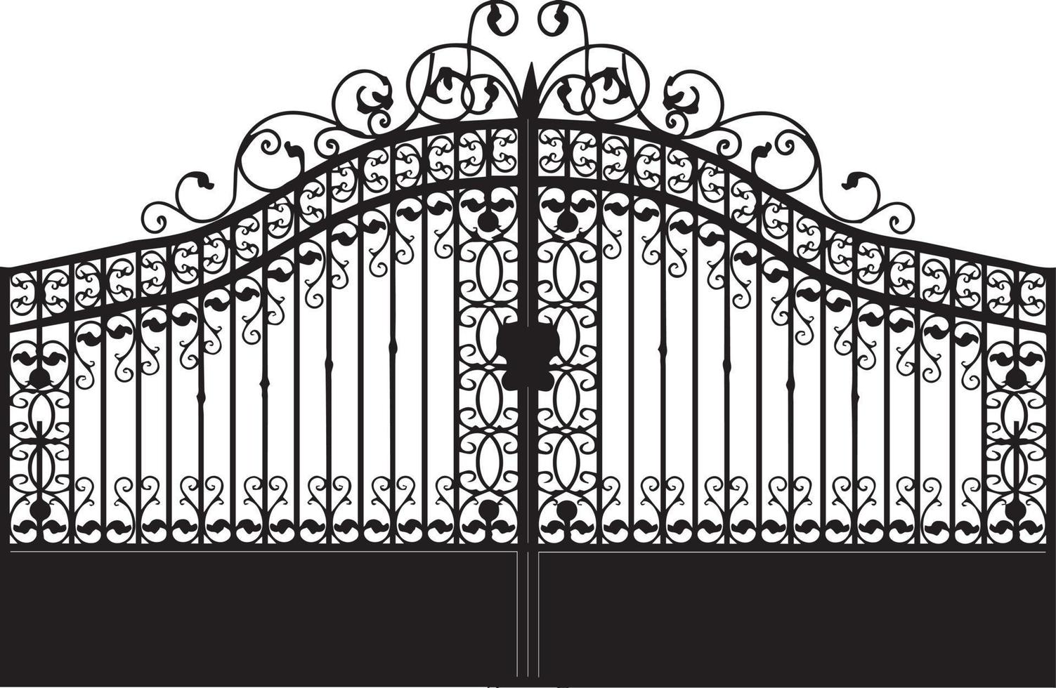 wrought iron gate silhouette vector