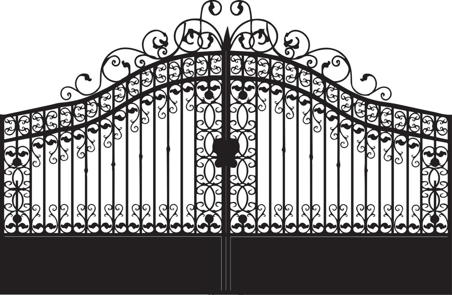 wrought iron gate silhouette vector