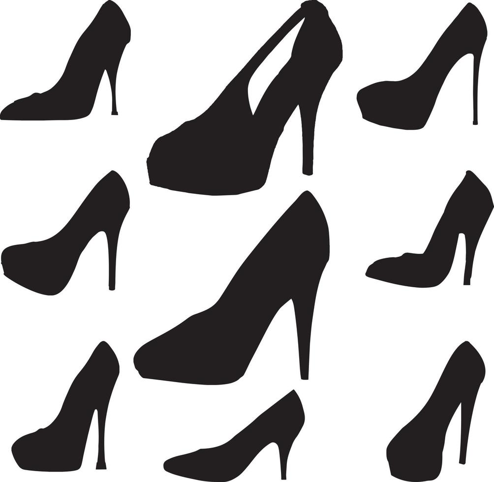 set of women shoes silhouette . high heel silhouette set vector