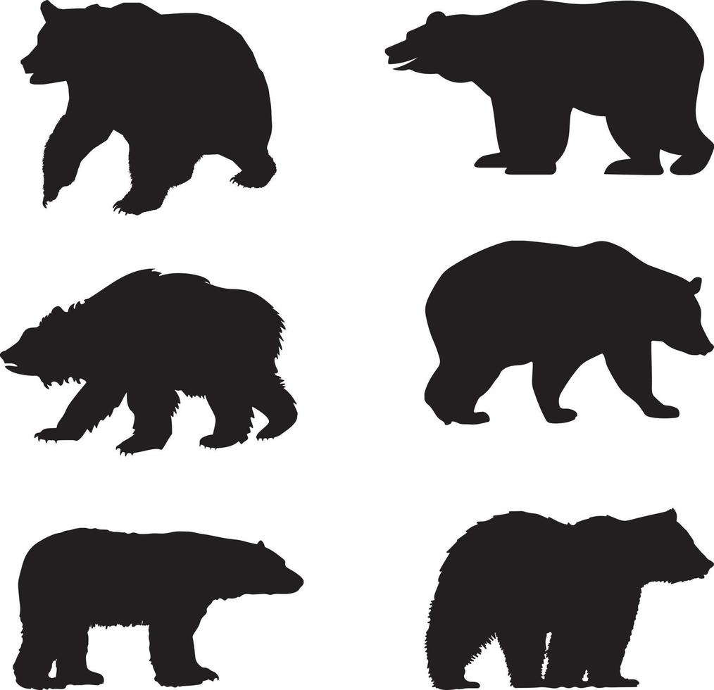 silhouettes of bears . various bear silhouettes on the white background vector