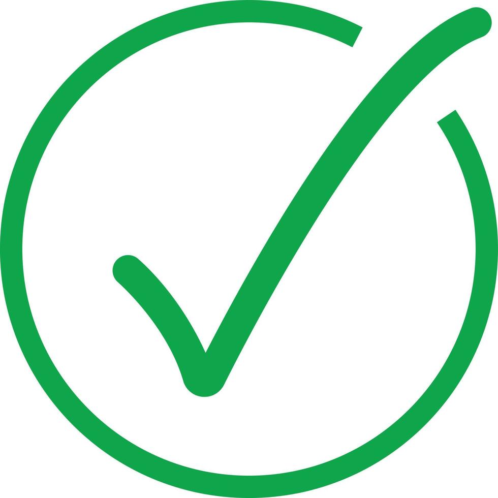 Green check mark . Tick icon vector symbol, green checkmark