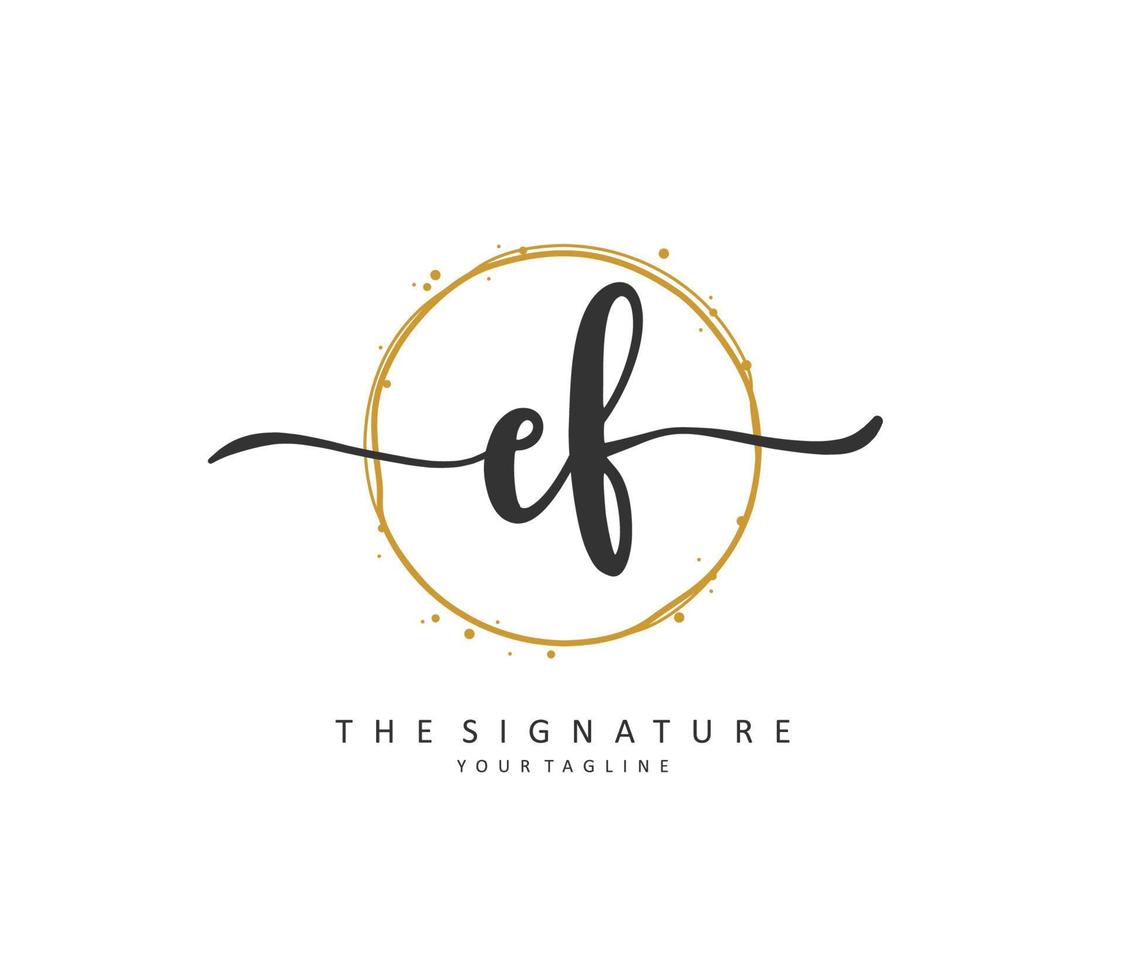 EF Initial letter handwriting and  signature logo. A concept handwriting initial logo with template element. vector