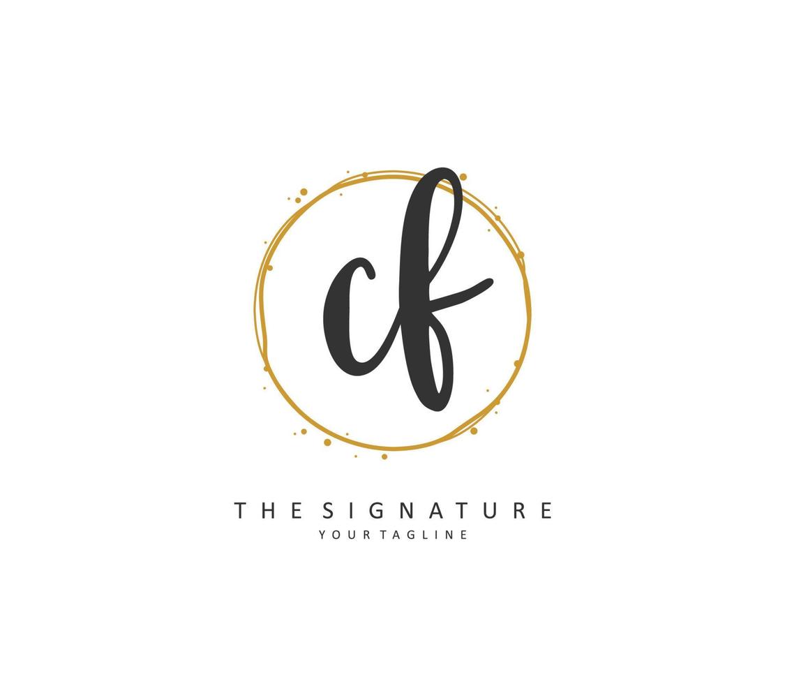 CF Initial letter handwriting and  signature logo. A concept handwriting initial logo with template element. vector
