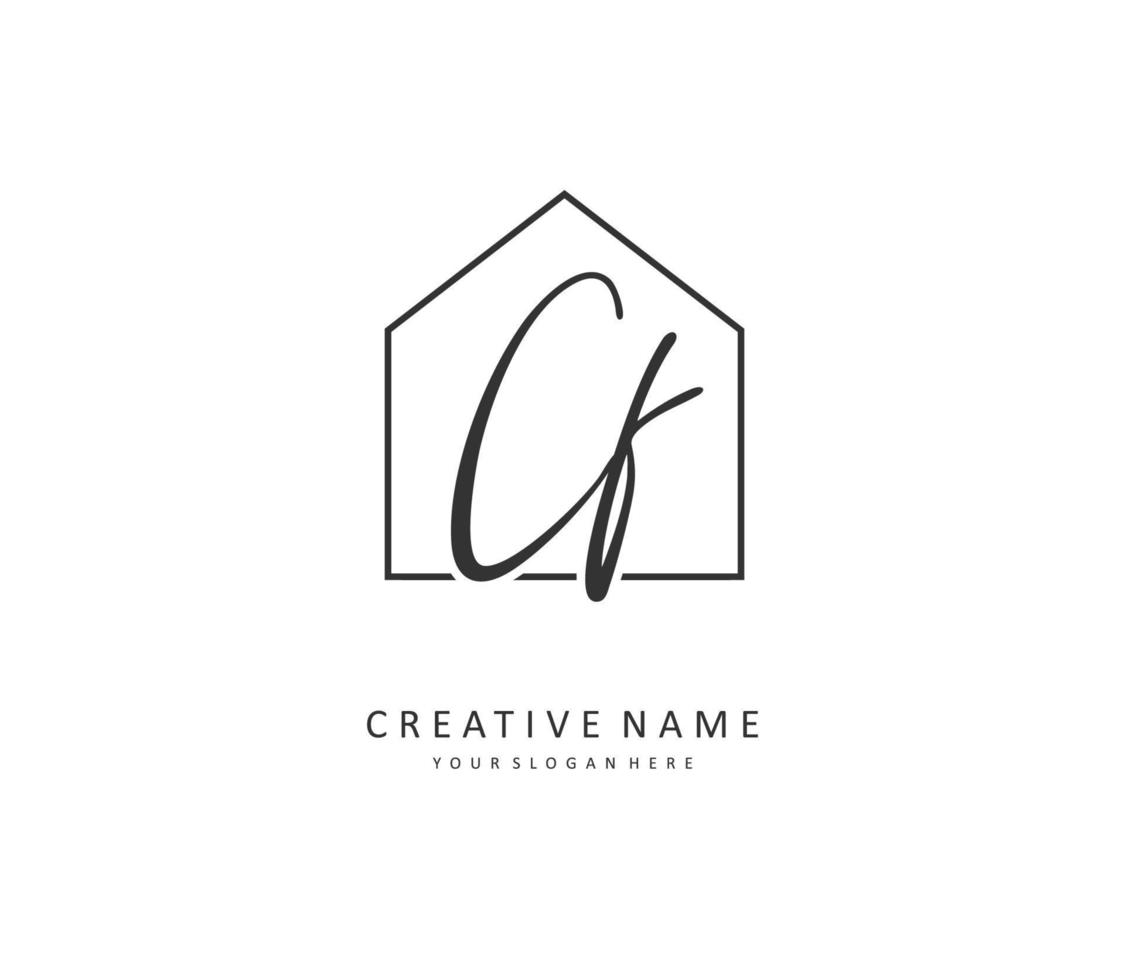 CF Initial letter handwriting and  signature logo. A concept handwriting initial logo with template element. vector