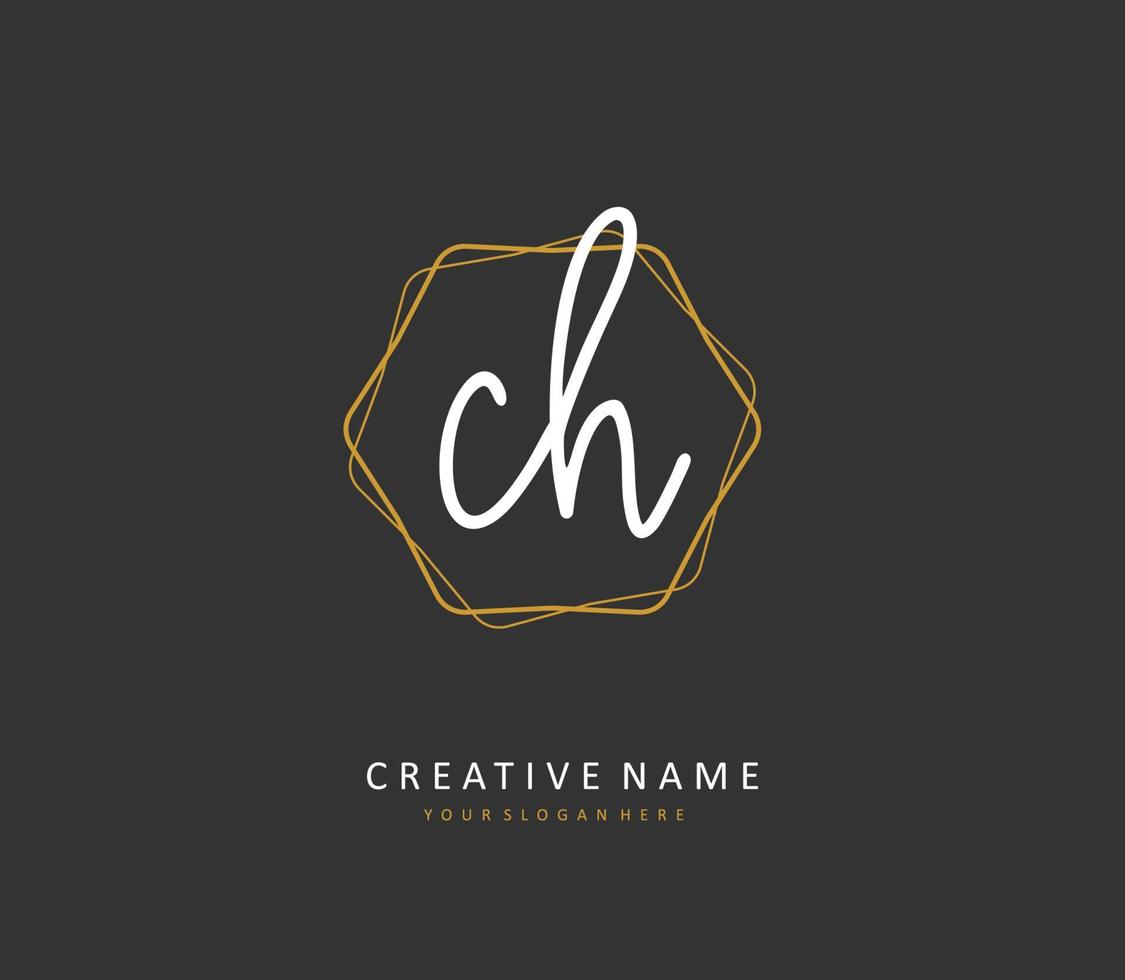C H CH Initial letter handwriting and  signature logo. A concept handwriting initial logo with template element. vector