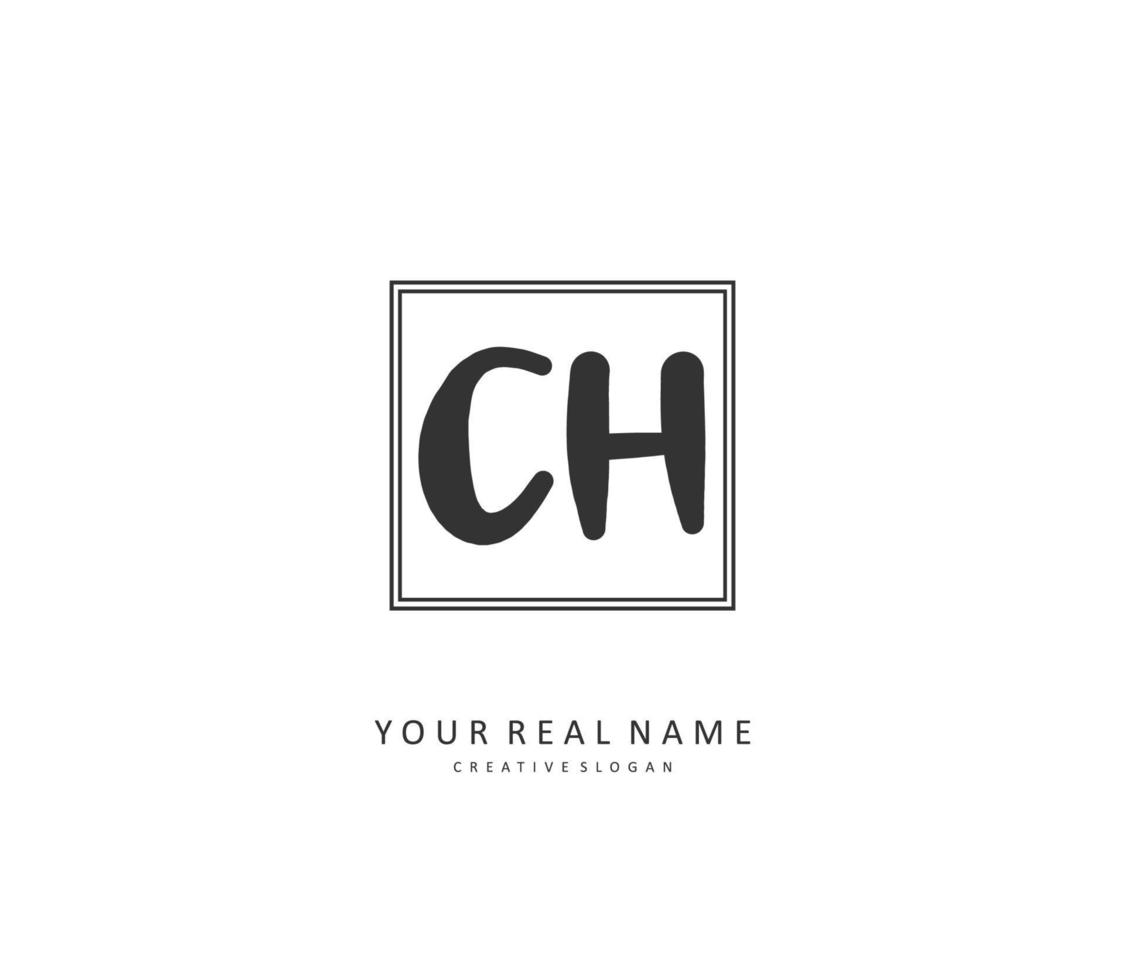 C H CH Initial letter handwriting and  signature logo. A concept handwriting initial logo with template element. vector