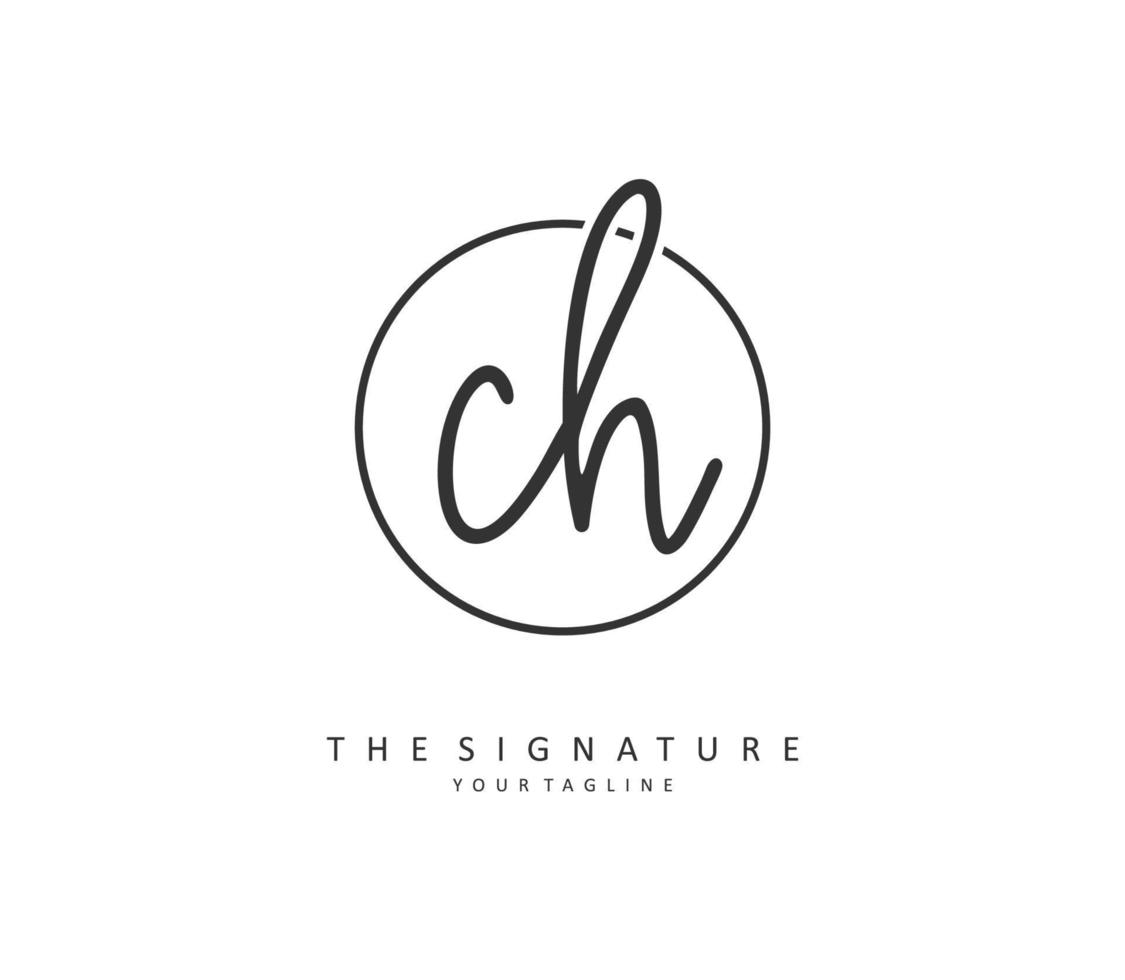 C H CH Initial letter handwriting and  signature logo. A concept handwriting initial logo with template element. vector