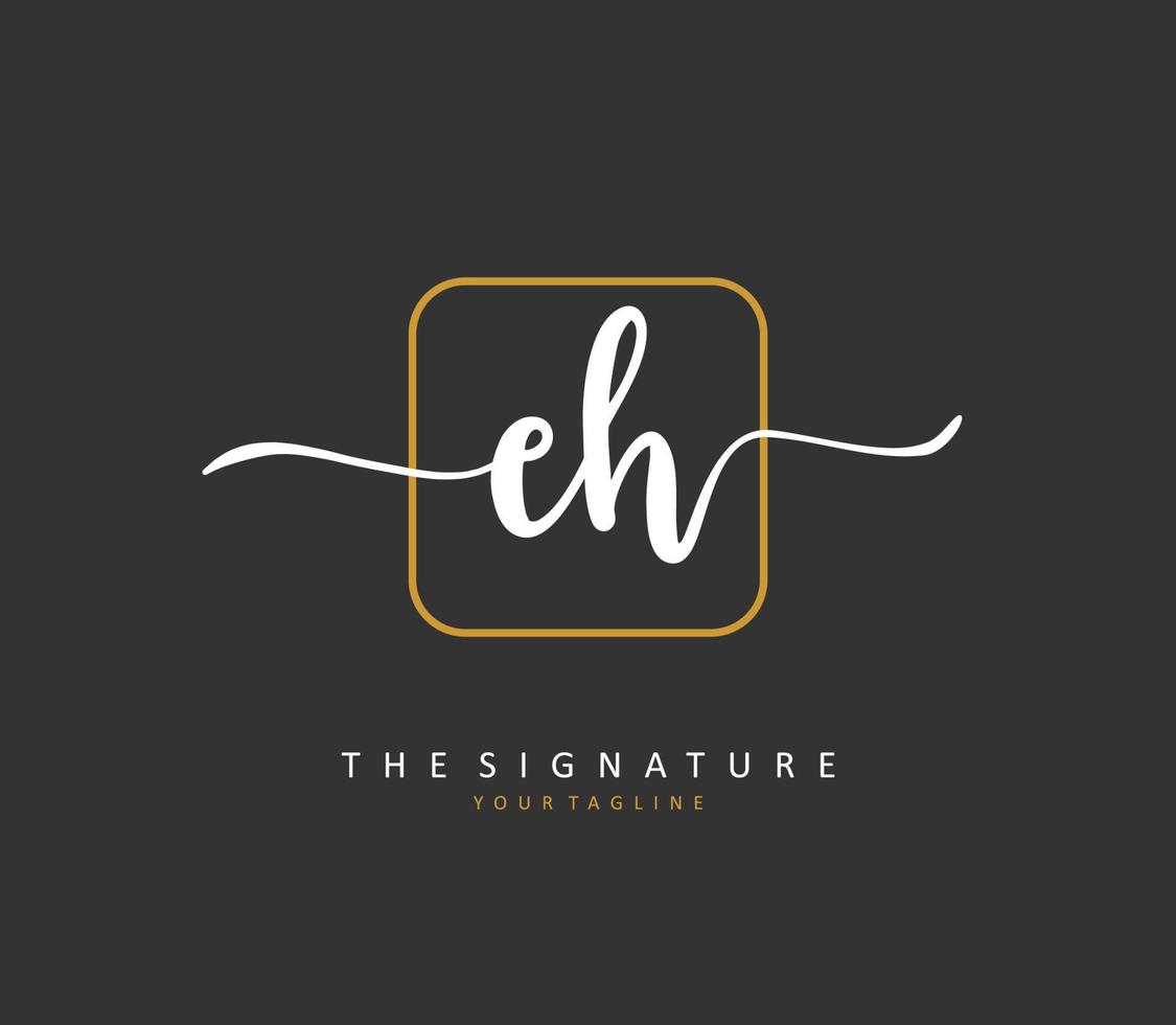E H EH Initial letter handwriting and  signature logo. A concept handwriting initial logo with template element. vector